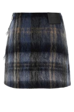 Loewe Womens Embroidered Mohair Blend Mini Skirt Blue-Multicolor Gonne Blue/multicolor