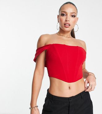 Jaded Rose Tall drape sleeve corset top in red
