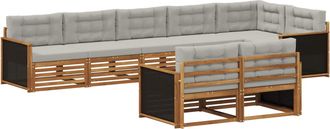 vidaXL Conjunto De Sof&aacute;s De Exterior 8 Uds. Natural Y Gris Claro Vidaxl