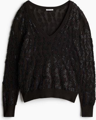 H&M Pullover mit Perlenverzierungen - Brown