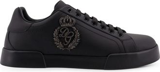 Dolce & Gabbana Portofino Light Strobel Kalfsleren Sneakers - Heren - Sneakers - Zwart - 45 EU - Katoen - Schoenen
