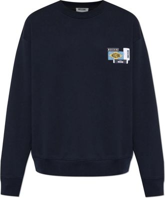 Moschino Sweatshirt met logopatches - Heren - Sweatshirts - Blauw - 2XL - Katoen - Hoodies & sweatvesten