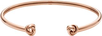 Fossil Womens Sawyer Love Knot Rose Gold-Tone Stainless Steel Cuff Bracelet