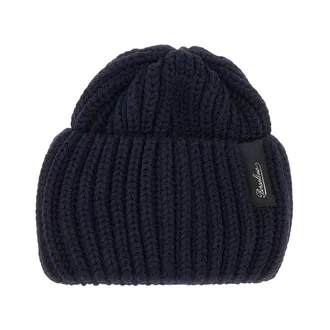 Borsalino Accessoires, Dames, Blauw, ONE Size, Wol, Bell Rib Knit Beanie