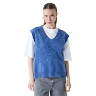 Absolut Cashmere Miriam V-neck Vest - Dames - Cashmere truien - Blauw - S - Wol - Truien & Vesten