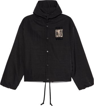 Cult of Individuality Cults Oversized Coaches Jacket in Black Nylon