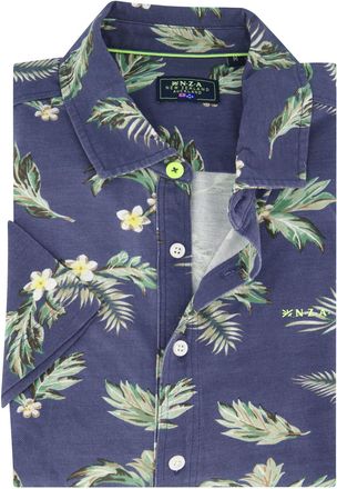N-Z-A- NEW ZEALAND AUCKLAND Overhemd New Zealand bloemen geprint donkerblauw