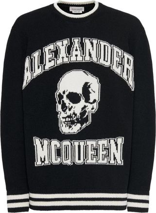 Alexander McQueen Skull Logo Gebreide Trui - Heren - Ronde hals truien - Zwart - S - Truien & Vesten