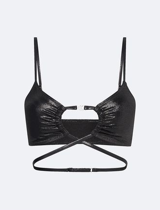 Calvin Klein Womens Strappy Bralette Top - Black - XL