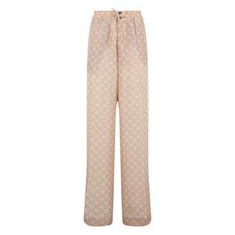 Dries Van Noten Wide Trousers, male, Beige, Size: S Silk Pants with Print