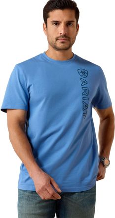 Ariat Mens Vertical Logo T-Shirt in Riviera, Size 2X-Large, by Ariat