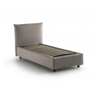 Dmora Dmora - Cama Individual Dguagn, Cama Contenedor Con Revestimiento De Tela, 100% Made In Italy, Apertura Lateral, Adecuado Para Colch&oacute;n 80x190 Cm, T&oacute;rt