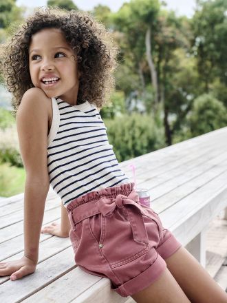 Vertbaudet M&auml;dchen Tr&auml;gertop aus Ripp blau gestreift