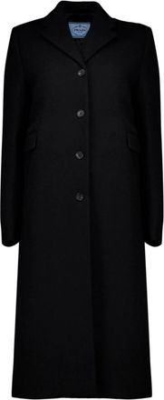 Prada Abrigo de Lana de Solapa Simple - Coats - Mujer - Negro - S