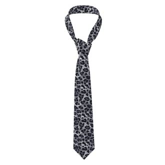 Generic Casual Necktie Grey Leopard Print Business Neckties Classic Neck Ties for Mens Wedding Party
