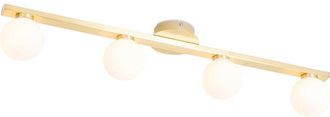QAZQA Moderno Plaf&oacute;n Moderno Lat&oacute;n Ip44 4 Luces - Cederic Vidrio /acero Alargada Adecuado Para Led Max. 4 X 28 Watt - Qazqa