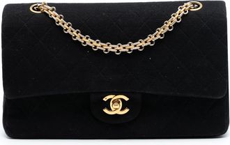 Chanel Tweedehands Middelgrote Classic Jersey Bijoux Ketting Dubbele Flap