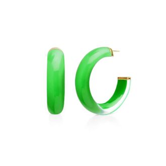 Gold & Honey Womens Small Illusion Lucite Hoop Earrings In Green