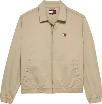 Tommy Jeans Essentials Flag Jacket - Heren - Zomerjassen - Beige - M - Katoen - Jassen