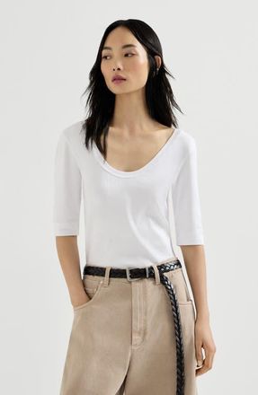 Brunello Cucinelli T-shirt with monili in White at Nordstrom, Size Xx-Large Eu