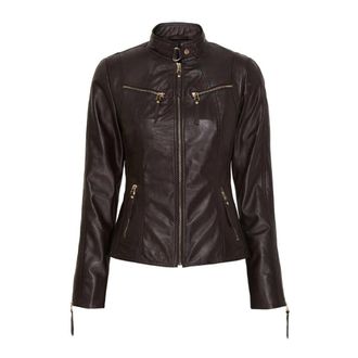 BTF-CPH Diep Koffiebruine Bikerjas - Dames - Leren en Su&egrave;de Jassen - Bruin - S - Leer - Jassen