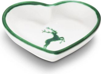 Gmundner Keramik Ciervo Verde De Cer&aacute;mica Gmundner, Cuenco En Forma De Coraz&oacute;n (l10cm)