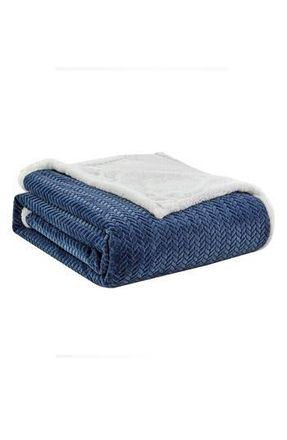 Luxury Home Jacquard Braided Throw Blanket in Navy at Nordstrom Rack, Size Queen