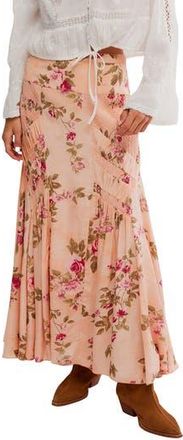 Free People Rowan Floral Smocked Maxi Skirt in Falling Floral-Mauve at Nordstrom Rack, Size 8