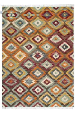 Novatrend Alfombra kilim oriental de lana tejida a mano multicolor 100x160 cm