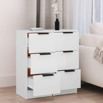 Berkfield Home Sideboards 2 pcs White 30x30x70 cm Engineered Wood | Size: 30 x 30 x 70 cm