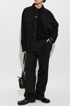 Balmain Tweed Jacket, Mens, Black