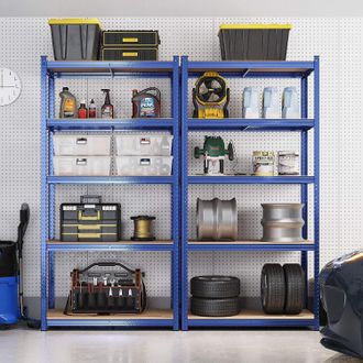 Songmics Set of 2 Heavy Duty Steel Shelving Units with 5 Tiers in Blue