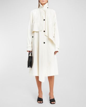 Ferragamo Coated Linen Oversized Trench Coat