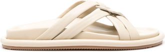 Moncler Beige Bell Interwoven-Straps Sandals - Womens - Leather