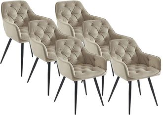 Pascal Morabito Sedia con braccioli in Velluto e Metallo Nero Beige - Lotto di 6 - MOBELIA di PASCAL MORABITO