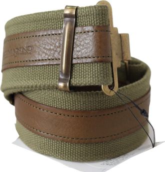 Ermanno Scervino Green Leather Rustic Bronze Buckle Army Womens Belt