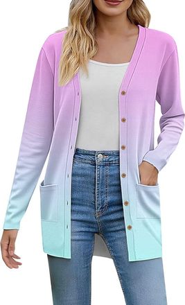 Generic Womens Autumn Sweaters Lightweight Soft Knit Cardigan Womens 2025 Fall Fashion Cardigan for Women Long Sleeve Open Front Coat with Pockets