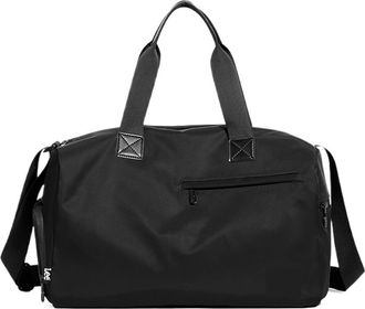 Generic Compatible For Waterproof Nylon Lightweight Gym Duffel Bags Women Men Dry Wet Shoe Pocket Weekend Overnight Shoulder Luggage Travel Bag(Color C-Black)