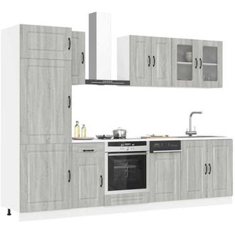 vidaXL Vidaxl - Mueble Cocina Kalmar Sonoma Gris 8 Pzas Madera Contrachapada