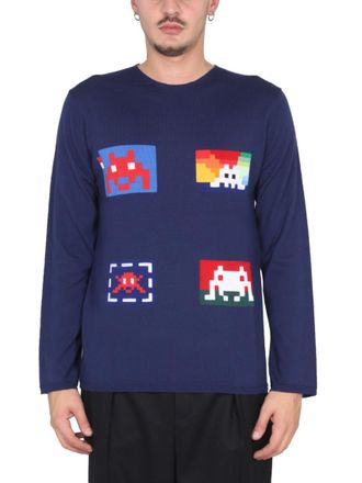 Comme Des Gar&ccedil;ons Blue Crew Neck Sweater