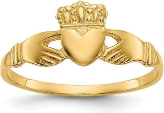 Diamond2Deal 14k Yellow Gold Polished Ladies Claddagh Ring