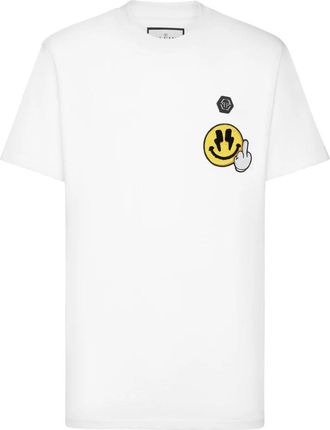 Philipp Plein T-shirt Ronde Hals SS Smile - Heren - T-shirts - Wit - 3XL - Katoen - Tops