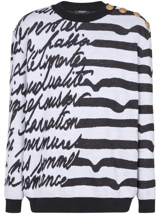 Balmain Love Letter-intarsia jumper - men - Merino/Cotton/Fabric - S - White