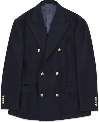 Fortela Double Breasted Wool Blazer in Blue at Nordstrom, Size 48 Eu