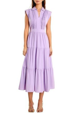 endless rose Pintuck Detail Tiered Midi Dress in Lilac at Nordstrom, Size X-Small