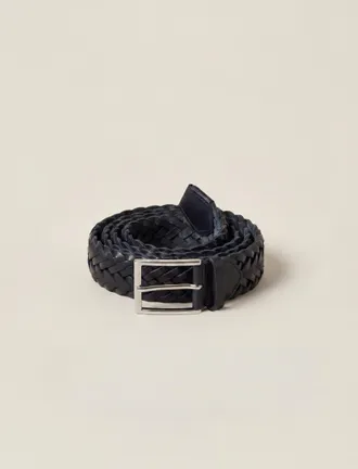 Luca Faloni Midnight Blue Leather Western Calf Leather Belt
