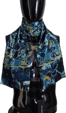 Dolce & Gabbana Blauwe Marmeren Pinstripe Versleten Heren Sjaal
