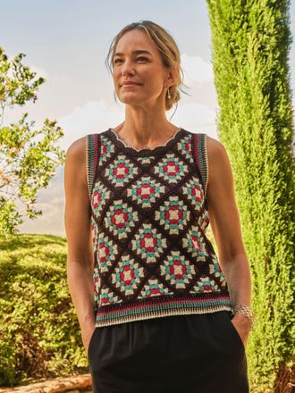 Fat Face FatFace Brown Bea Knitted Crochet Top