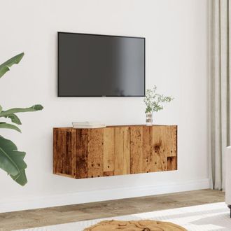 Berkfield Home TV Cabinets Wall-mounted 2 pcs Old Wood 80x30x30 cm in Brown | Size: 80 x 30 x 30 cm
