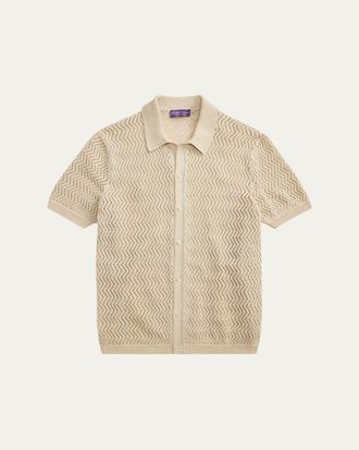 Ralph Lauren Purple Label Textured Cotton Short-Sleeve Cardigan
